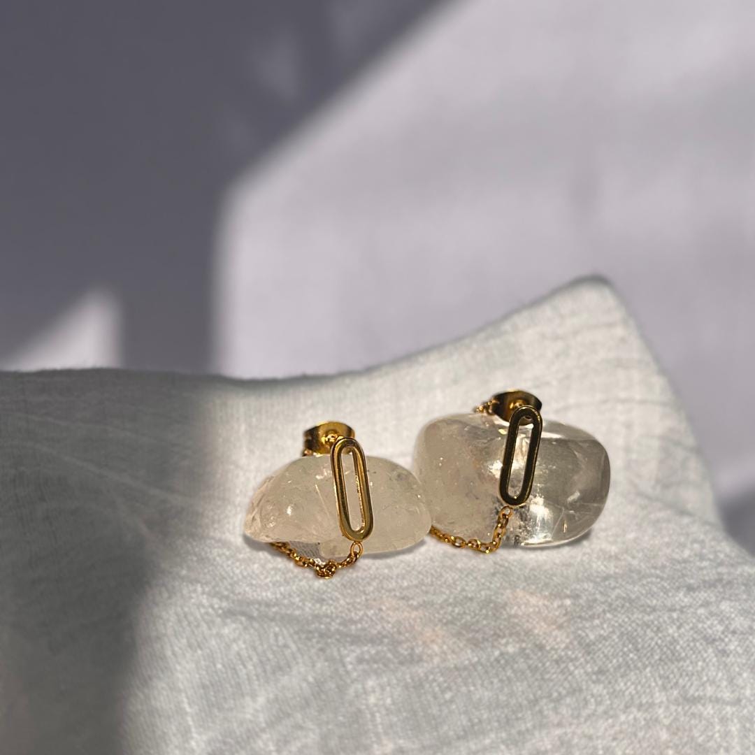 Minimalist Double Chain Studs | Waterproof Stainless Steel Modern Earrings | Elegant Everyday Jewelry