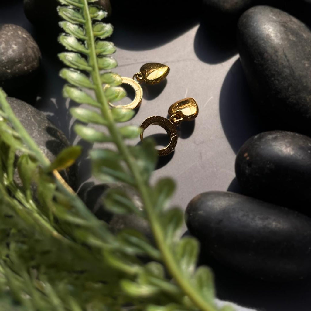 Golden Heart Hoop Earrings | Stainless Steel Waterproof Jewelry | Elegant Everyday Gift