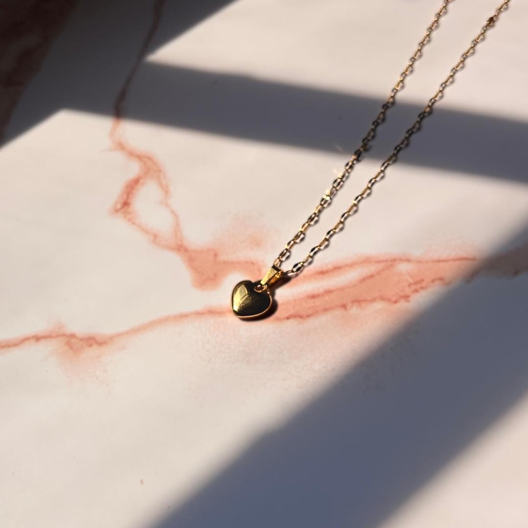 Gold Heart Necklace | Waterproof Stainless Steel Pendant for Women | Minimalist Gold Jewelry | Elegant Everyday Gift