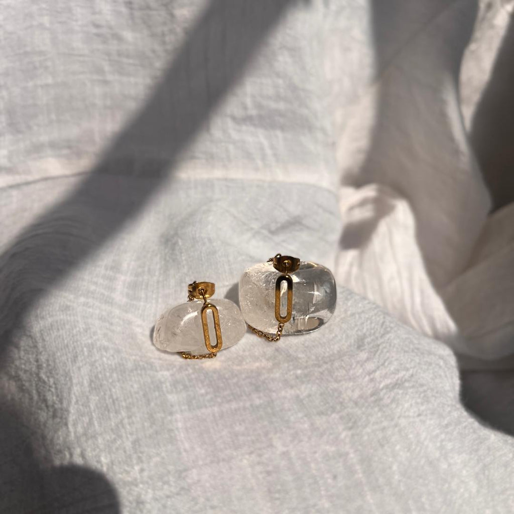 Minimalist Double Chain Studs | Waterproof Stainless Steel Modern Earrings | Elegant Everyday Jewelry