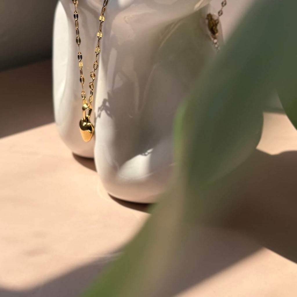 Gold Heart Necklace | Waterproof Stainless Steel Pendant for Women | Minimalist Gold Jewelry | Elegant Everyday Gift