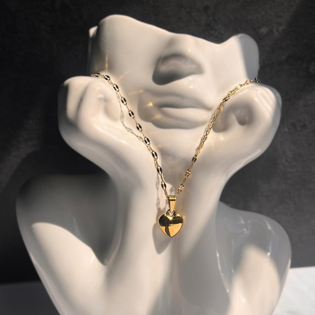 Gold Heart Necklace | Waterproof Stainless Steel Pendant for Women | Minimalist Gold Jewelry | Elegant Everyday Gift