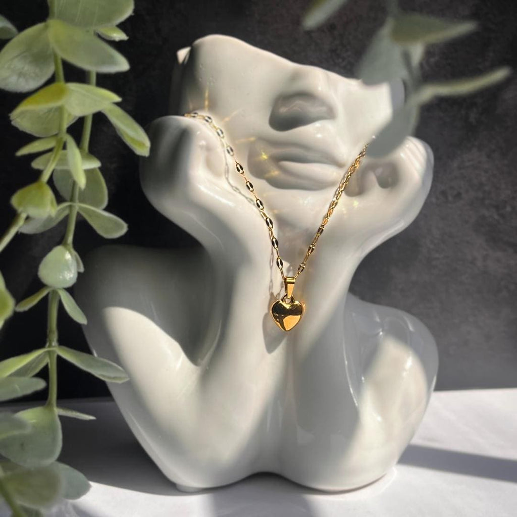 Gold Heart Necklace | Waterproof Stainless Steel Pendant for Women | Minimalist Gold Jewelry | Elegant Everyday Gift