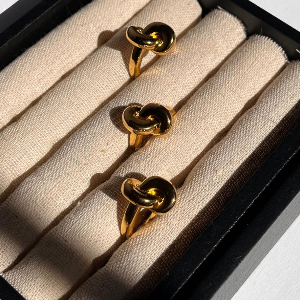 Golden Knot Ring | Statement Ring for Women & Men | Waterproof Minimalist Jewelry