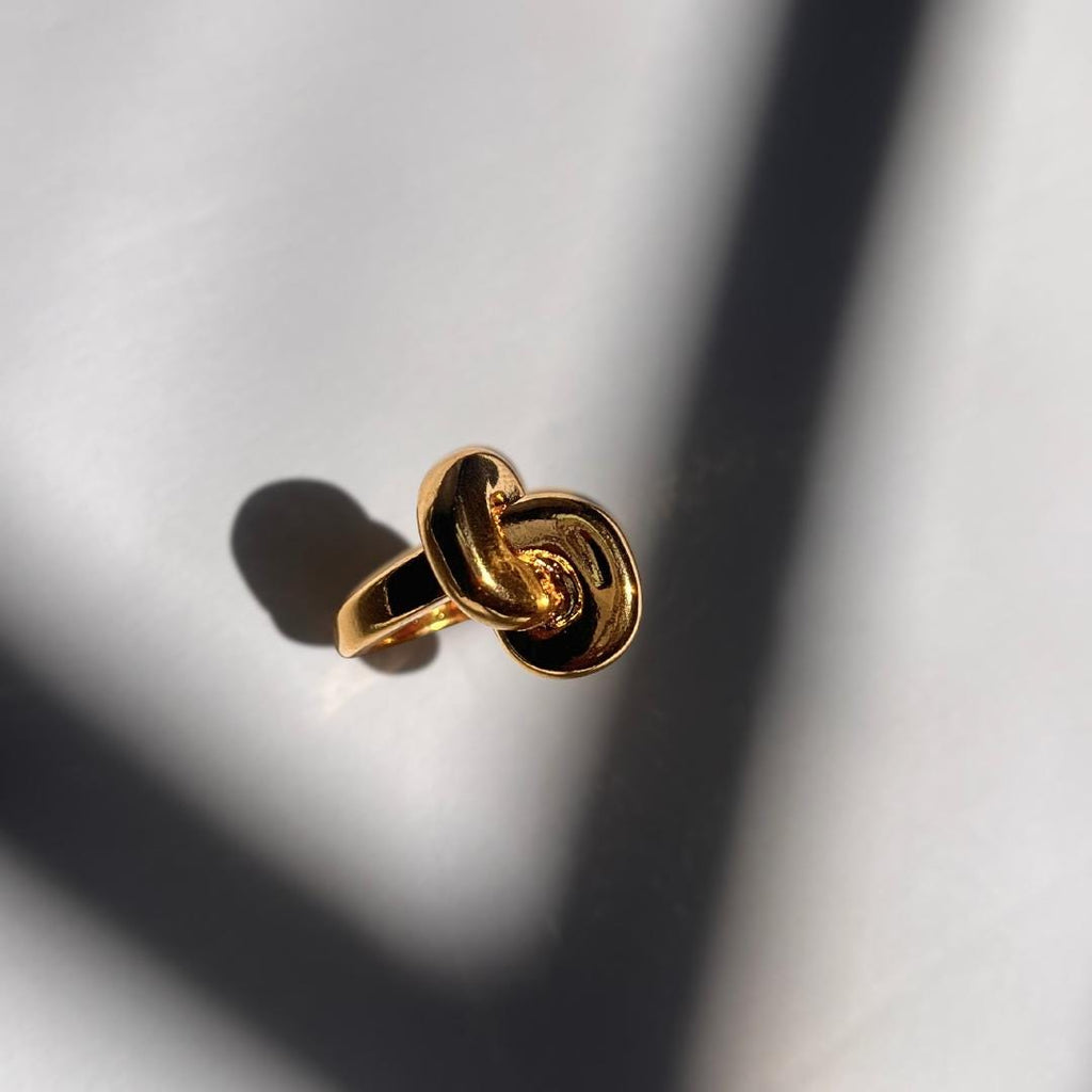 Golden Knot Ring | Statement Ring for Women & Men | Waterproof Minimalist Jewelry
