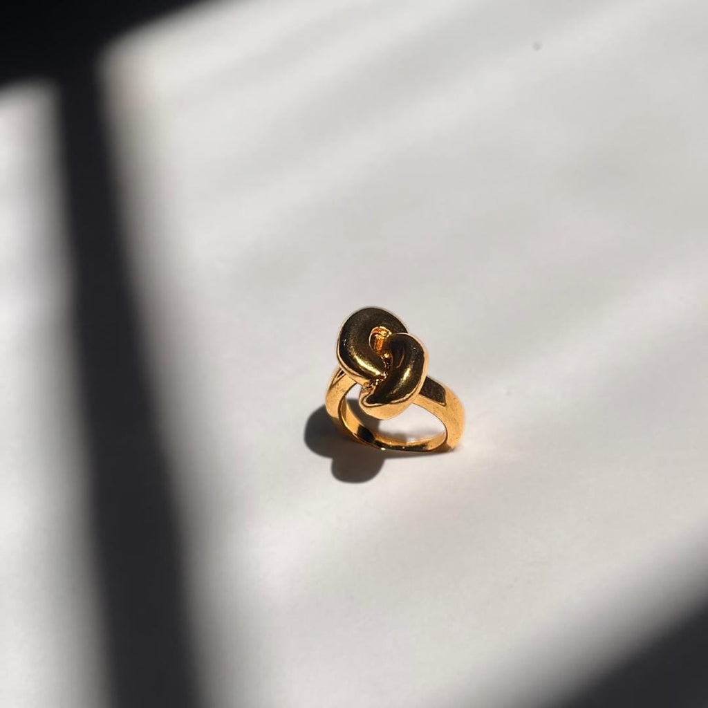 Golden Knot Ring | Statement Ring for Women & Men | Waterproof Minimalist Jewelry