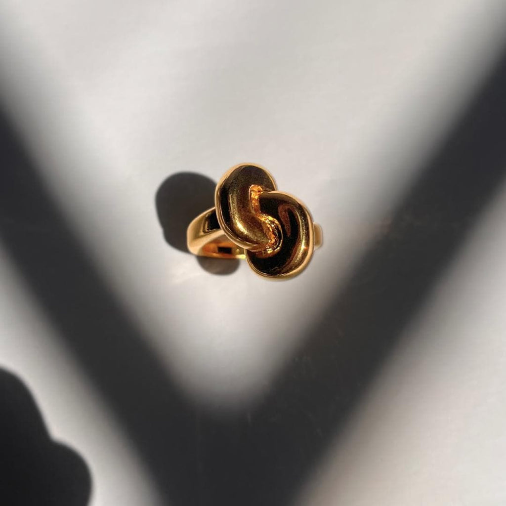 Golden Knot Ring | Statement Ring for Women & Men | Waterproof Minimalist Jewelry