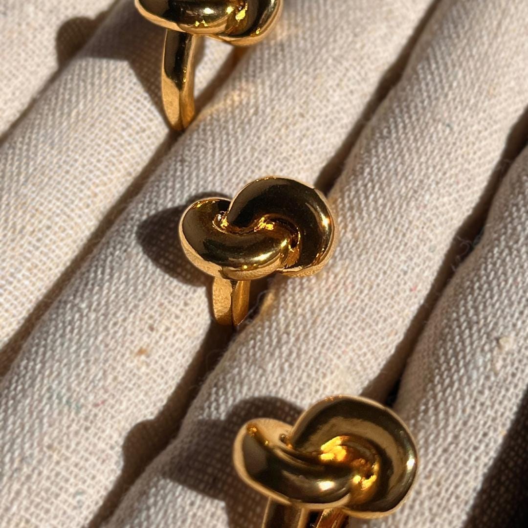 Golden Knot Ring | Statement Ring for Women & Men | Waterproof Minimalist Jewelry