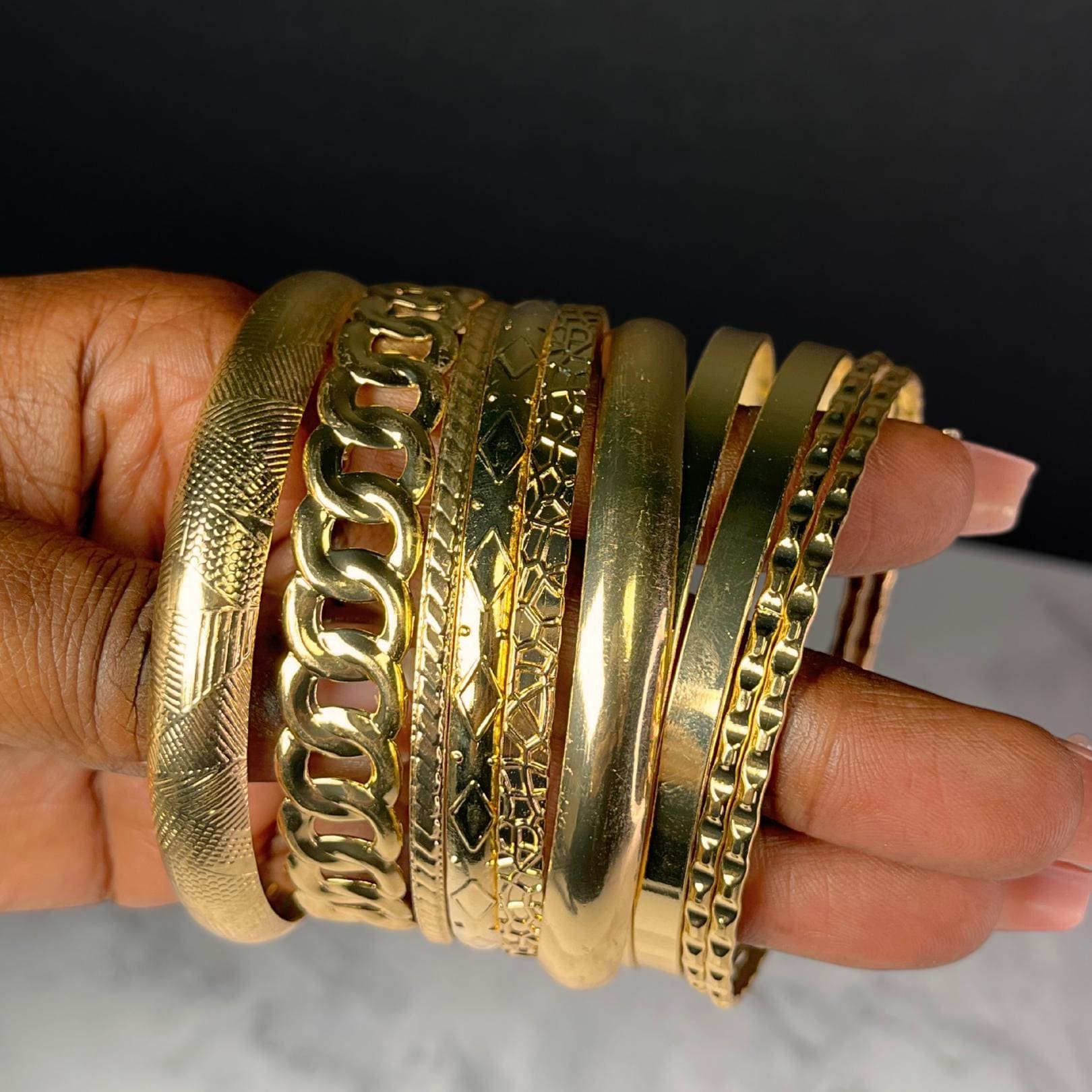 10 Piece Gold Bangle Set